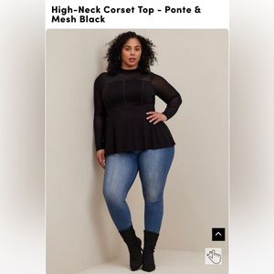 High-Neck Corset Top - Ponte & Mesh Black Torrid